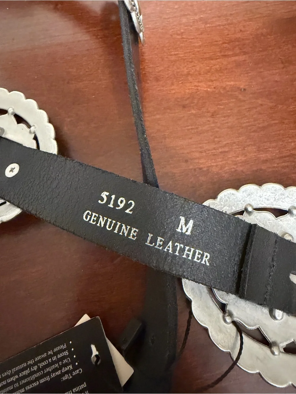 MW Most Wanted  Black Genuine Leather Silver Concho Country Western Belt